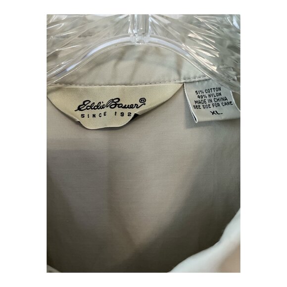 Eddie Bauer Men’s XL Beige Zip-Up Jacket – Lightweight Cotton Nylon Windbreaker - Picture 2 of 5